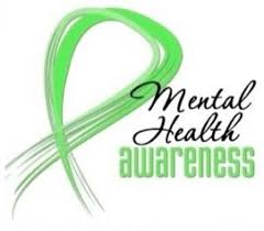 mental health awareness with green ribbon